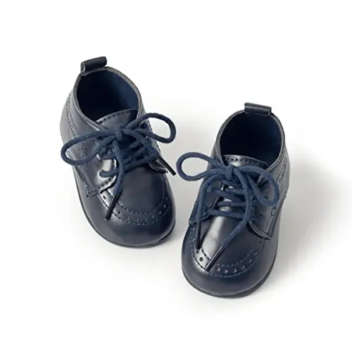 ohsofy Infant Baby Boy Oxford Shoes PU Leather Loafers Rubber and Soft Sole Wedding Dress Shoes Toddler Girl Baby Walking Shoes - 1