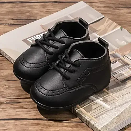 ohsofy Infant Baby Boy Oxford Shoes PU Leather Loafers Rubber and Soft Sole Wedding Dress Shoes Toddler Girl Baby Walking Shoes - 5