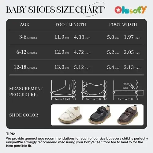 ohsofy Infant Baby Boy Oxford Shoes PU Leather Loafers Rubber and Soft Sole Wedding Dress Shoes Toddler Girl Baby Walking Shoes - 6