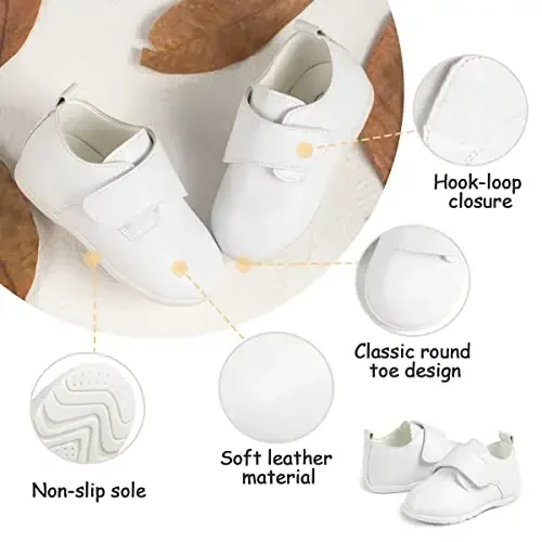 ohsofy Infant Baby Boy Oxford Shoes PU Leather Loafers Rubber and Soft Sole Wedding Dress Shoes Toddler Girl Baby Walking Shoes - 4