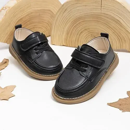 ohsofy Infant Baby Boy Oxford Shoes PU Leather Loafers Rubber and Soft Sole Wedding Dress Shoes Toddler Girl Baby Walking Shoes - 4