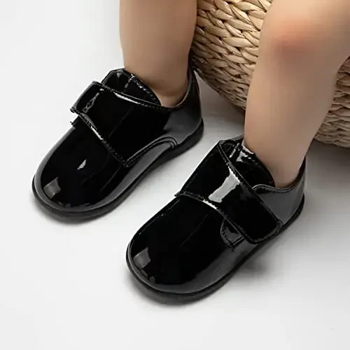 ohsofy Infant Baby Boy Oxford Shoes PU Leather Loafers Rubber and Soft Sole Wedding Dress Shoes Toddler Girl Baby Walking Shoes - 3