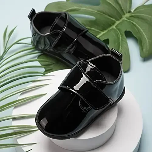 ohsofy Infant Baby Boy Oxford Shoes PU Leather Loafers Rubber and Soft Sole Wedding Dress Shoes Toddler Girl Baby Walking Shoes - 5