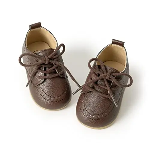 ohsofy Infant Baby Boy Oxford Shoes PU Leather Loafers Rubber and Soft Sole Wedding Dress Shoes Toddler Girl Baby Walking Shoes 