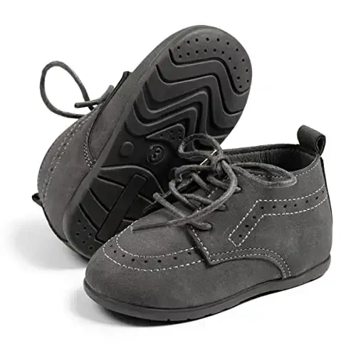 ohsofy Infant Baby Boy Oxford Shoes PU Leather Loafers Rubber and Soft Sole Wedding Dress Shoes Toddler Girl Baby Walking Shoes - 4