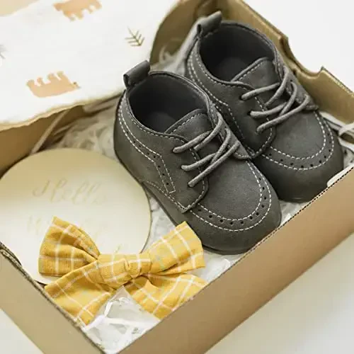 ohsofy Infant Baby Boy Oxford Shoes PU Leather Loafers Rubber and Soft Sole Wedding Dress Shoes Toddler Girl Baby Walking Shoes - 5