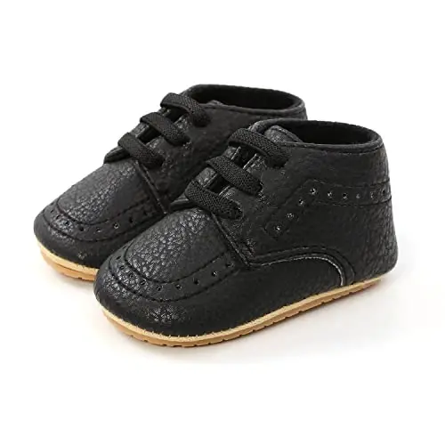 ohsofy Infant Baby Boy Oxford Shoes PU Leather Loafers Rubber and Soft Sole Wedding Dress Shoes Toddler Girl Baby Walking Shoes 