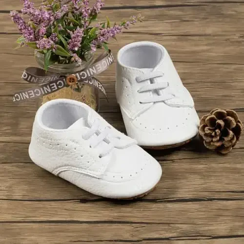 ohsofy Infant Baby Boy Oxford Shoes PU Leather Loafers Rubber and Soft Sole Wedding Dress Shoes Toddler Girl Baby Walking Shoes - 6