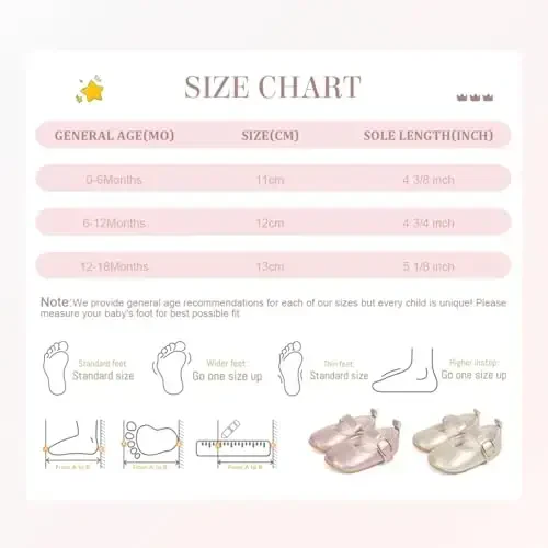 ohsofy Infant Baby Girls Mary Jane Flats Non-Slip Bowknot Princess Wedding Dress Shoes Toddler Crib Shoes - 6