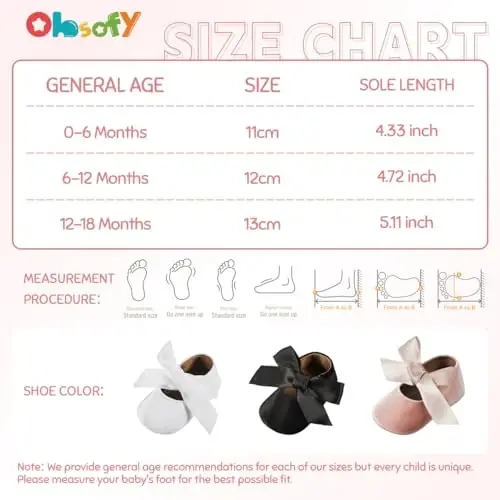 ohsofy Infant Baby Girls Mary Jane Flats Non-Slip Bowknot Princess Wedding Dress Shoes Toddler Crib Shoes - 6