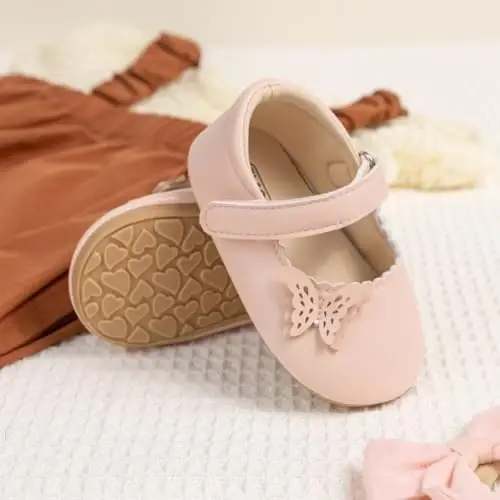 ohsofy Infant Baby Girls Mary Jane Flats Non-Slip Bowknot Princess Wedding Dress Shoes Toddler Crib Shoes - 3