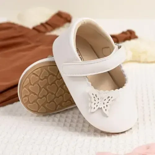 ohsofy Infant Baby Girls Mary Jane Flats Non-Slip Bowknot Princess Wedding Dress Shoes Toddler Crib Shoes - 3