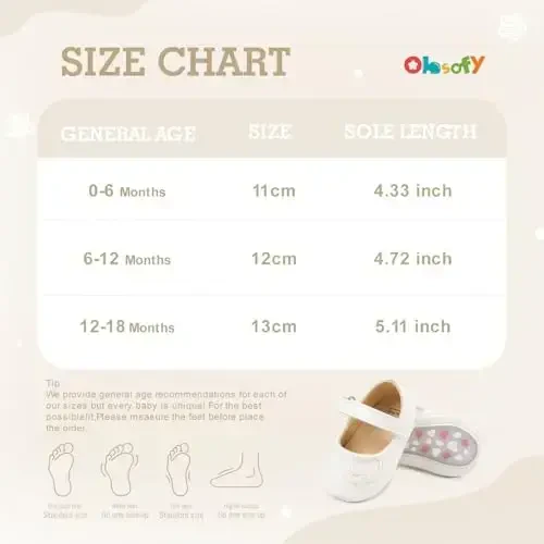 ohsofy Infant Baby Girls Mary Jane Flats Non-Slip Bowknot Princess Wedding Dress Shoes Toddler Crib Shoes - 6