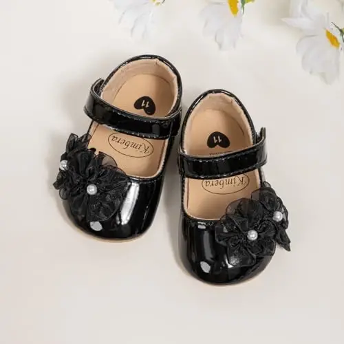 ohsofy Infant Baby Girls Mary Jane Flats Non-Slip Bowknot Princess Wedding Dress Shoes Toddler Crib Shoes - 4