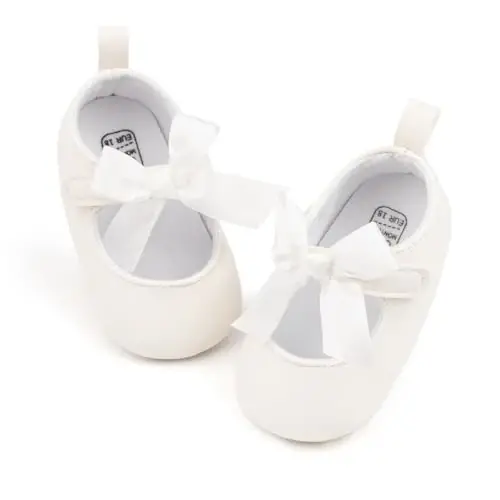 ohsofy Infant Baby Girls Mary Jane Flats Non-Slip Bowknot Princess Wedding Dress Shoes Toddler Crib Shoes - 1