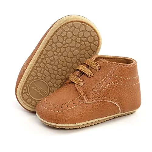 ohsofy Infant Baby Boy Oxford Shoes PU Leather Loafers Rubber and Soft Sole Wedding Dress Shoes Toddler Girl Baby Walking Shoes - 4