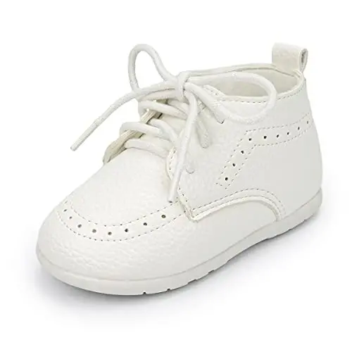 ohsofy Infant Baby Boy Oxford Shoes PU Leather Loafers Rubber and Soft Sole Wedding Dress Shoes Toddler Girl Baby Walking Shoes 
