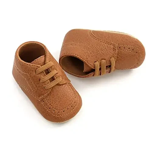 ohsofy Infant Baby Boy Oxford Shoes PU Leather Loafers Rubber and Soft Sole Wedding Dress Shoes Toddler Girl Baby Walking Shoes - 5