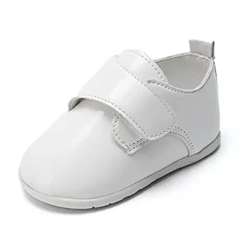 ohsofy Infant Baby Boy Oxford Shoes PU Leather Loafers Rubber and Soft Sole Wedding Dress Shoes Toddler Girl Baby Walking Shoes - 1