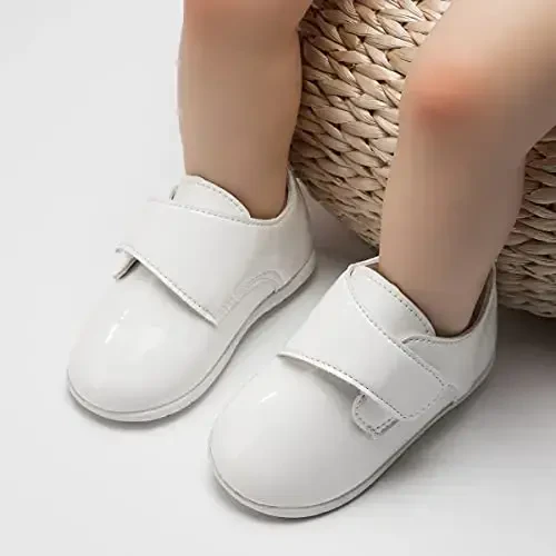 ohsofy Infant Baby Boy Oxford Shoes PU Leather Loafers Rubber and Soft Sole Wedding Dress Shoes Toddler Girl Baby Walking Shoes - 2