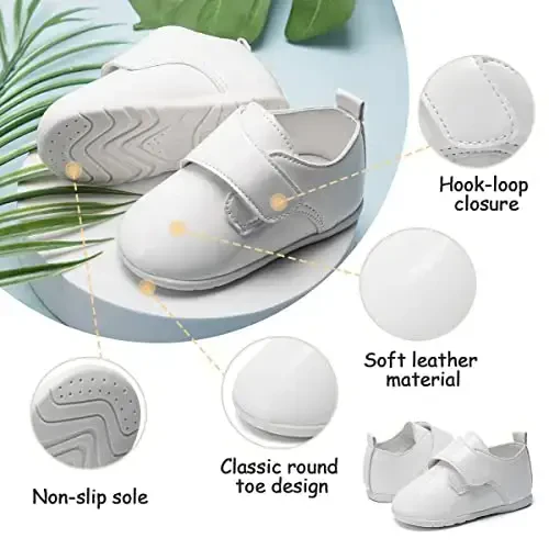 ohsofy Infant Baby Boy Oxford Shoes PU Leather Loafers Rubber and Soft Sole Wedding Dress Shoes Toddler Girl Baby Walking Shoes - 3