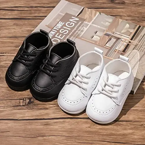 ohsofy Infant Baby Boy Oxford Shoes PU Leather Loafers Rubber and Soft Sole Wedding Dress Shoes Toddler Girl Baby Walking Shoes - OHSOFY (1)