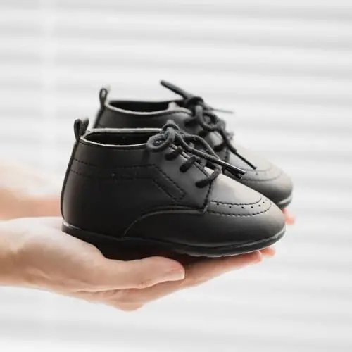 ohsofy Infant Baby Boy Oxford Shoes PU Leather Loafers Rubber and Soft Sole Wedding Dress Shoes Toddler Girl Baby Walking Shoes - 6