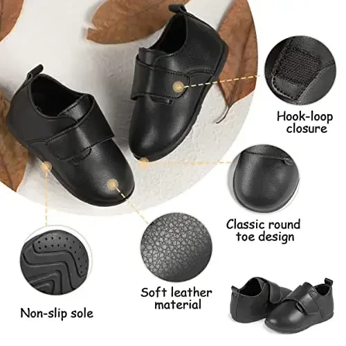 ohsofy Infant Baby Boy Oxford Shoes PU Leather Loafers Rubber and Soft Sole Wedding Dress Shoes Toddler Girl Baby Walking Shoes - 4