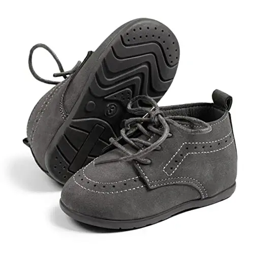 ohsofy Infant Baby Boy Oxford Shoes PU Leather Loafers Rubber and Soft Sole Wedding Dress Shoes Toddler Girl Baby Walking Shoes - 4