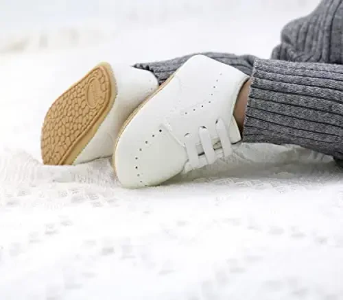 ohsofy Infant Baby Boy Oxford Shoes PU Leather Loafers Rubber and Soft Sole Wedding Dress Shoes Toddler Girl Baby Walking Shoes - 3