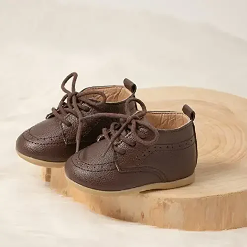 ohsofy Infant Baby Boy Oxford Shoes PU Leather Loafers Rubber and Soft Sole Wedding Dress Shoes Toddler Girl Baby Walking Shoes - 5