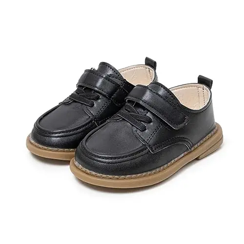 ohsofy Infant Baby Boy Oxford Shoes PU Leather Loafers Rubber and Soft Sole Wedding Dress Shoes Toddler Girl Baby Walking Shoes - 1