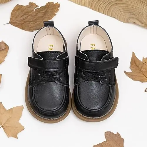 ohsofy Infant Baby Boy Oxford Shoes PU Leather Loafers Rubber and Soft Sole Wedding Dress Shoes Toddler Girl Baby Walking Shoes - 2