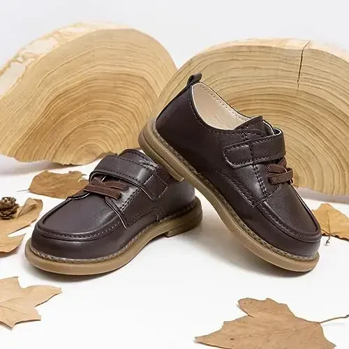 ohsofy Infant Baby Boy Oxford Shoes PU Leather Loafers Rubber and Soft Sole Wedding Dress Shoes Toddler Girl Baby Walking Shoes - 5