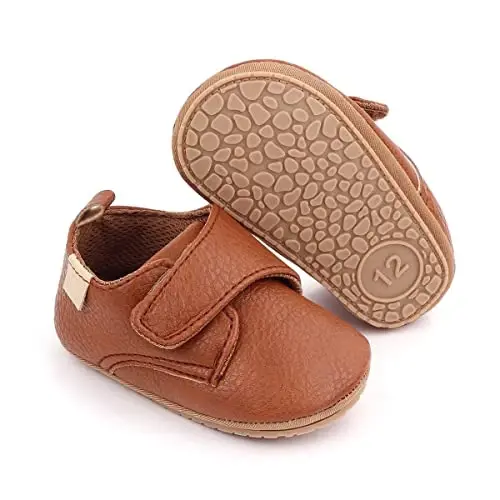 ohsofy Infant Baby Boy Oxford Shoes PU Leather Loafers Rubber and Soft Sole Wedding Dress Shoes Toddler Girl Baby Walking Shoes 