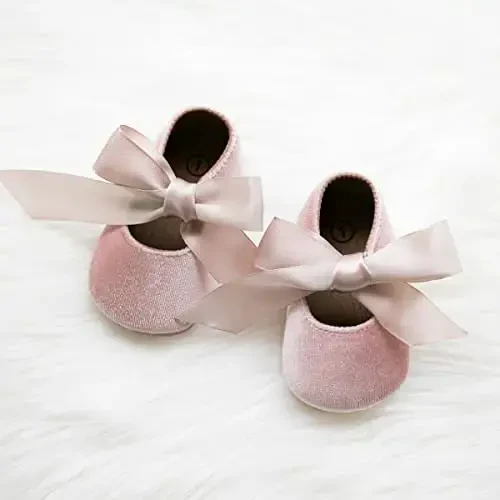 ohsofy Infant Baby Girls Mary Jane Flats Non-Slip Bowknot Princess Wedding Dress Shoes Toddler Crib Shoes - 4