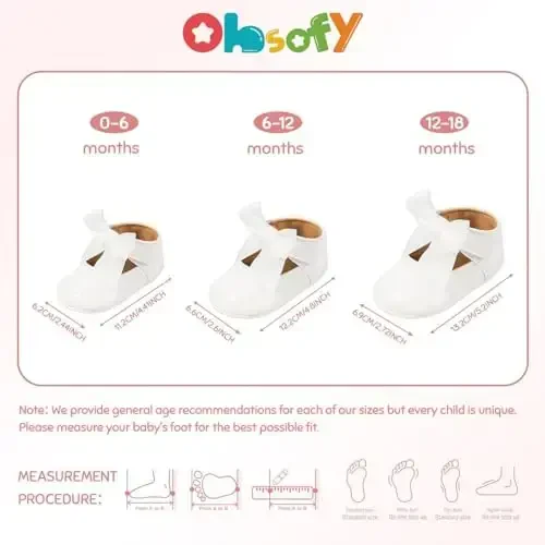 ohsofy Infant Baby Girls Mary Jane Flats Non-Slip Bowknot Princess Wedding Dress Shoes Toddler Crib Shoes - 6