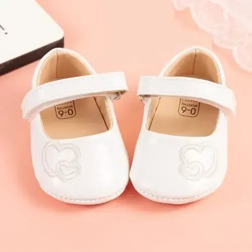 ohsofy Infant Baby Girls Mary Jane Flats Non-Slip Bowknot Princess Wedding Dress Shoes Toddler Crib Shoes - 4