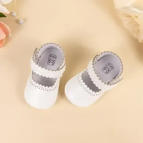 ohsofy Infant Baby Girls Mary Jane Flats Non-Slip Bowknot Princess Wedding Dress Shoes Toddler Crib Shoes - 3