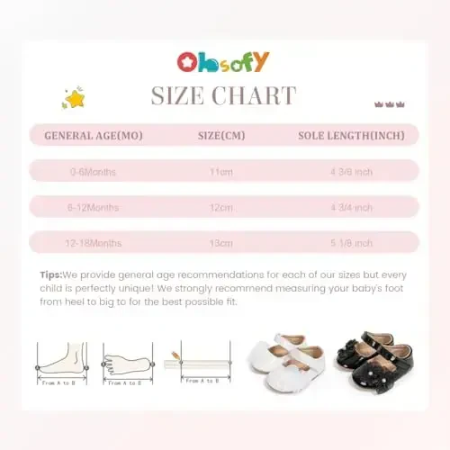 ohsofy Infant Baby Girls Mary Jane Flats Non-Slip Bowknot Princess Wedding Dress Shoes Toddler Crib Shoes - 6