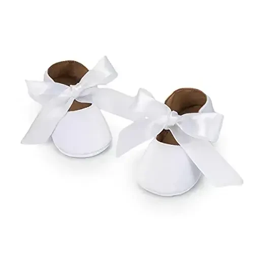 ohsofy Infant Baby Girls Mary Jane Flats Non-Slip Bowknot Princess Wedding Dress Shoes Toddler Crib Shoes - OHSOFY