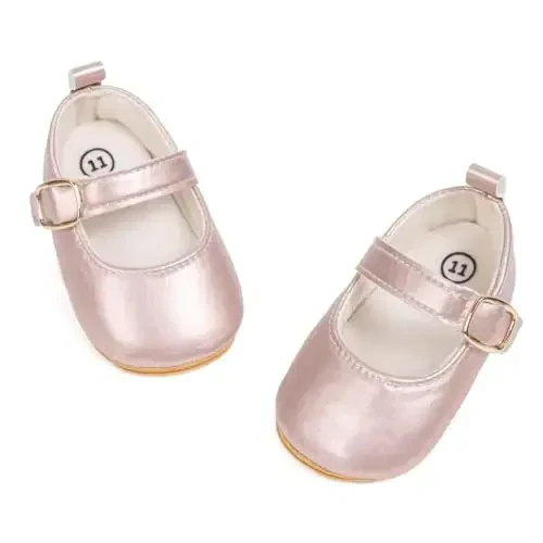 ohsofy Infant Baby Girls Mary Jane Flats Sirpanmaydigan Bantli Kamonchali Princess To'y Liboslari Poyabzal Bolalar uchun Krovat Poyabzallari 