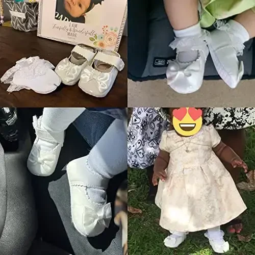 ohsofy Infant Baby Girls Mary Jane Flats Sirpanmaydigan Bantli Malika To'y Liboslari Poyabzali Go'dak Beshik Poyabzali - 2