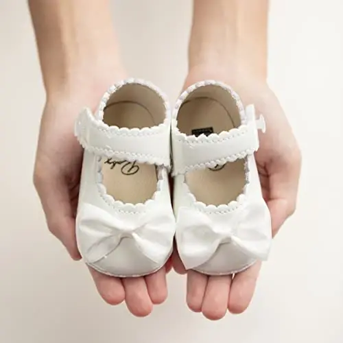 ohsofy Infant Baby Girls Mary Jane Flats Sirpanmaydigan Bantli Malika To'y Liboslari Poyabzali Go'dak Beshik Poyabzali - 4