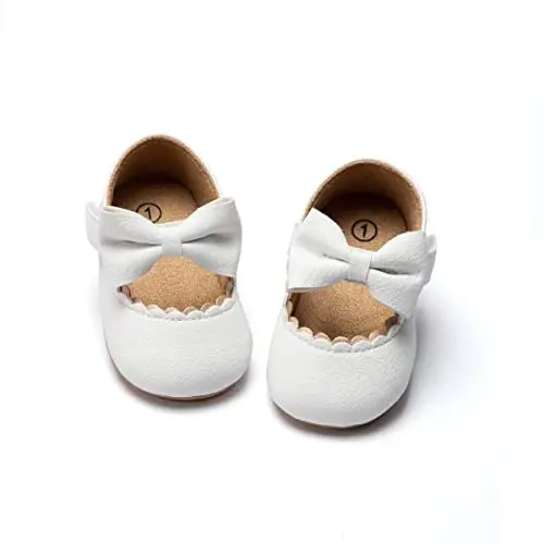 ohsofy Infant Baby Girls Mary Jane Flats Sirpanmaydigan Bowknot Princess To'y Liboslari Poyabzali Go'dak Beshik Poyabzali 
