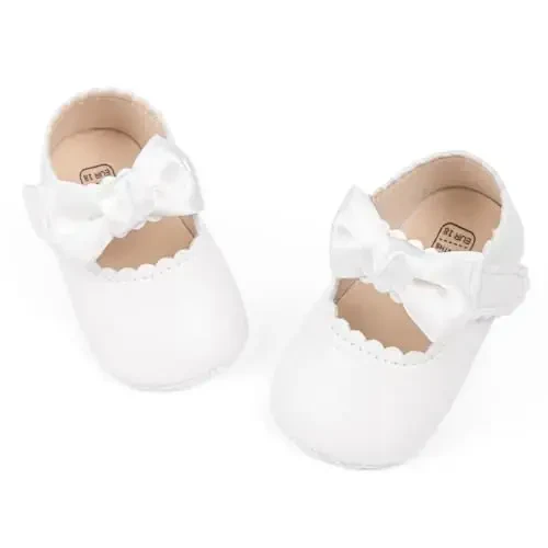 ohsofy Infant Baby Girls Mary Jane Flats Sirpanmaydigan Bowknot Princess To'y Liboslari Poyabzali Toddler Crib Poyabzali 