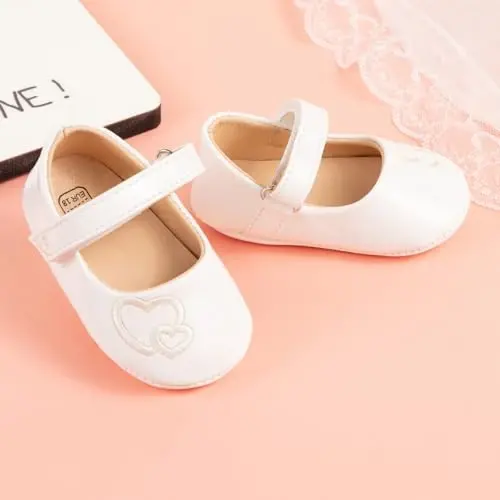 ohsofy Infant Baby Girls Mary Jane Flats Sirpanmaydigan Bowknot Princess To'y Liboslari Poyabzali Toddler Crib Poyabzallari - 3