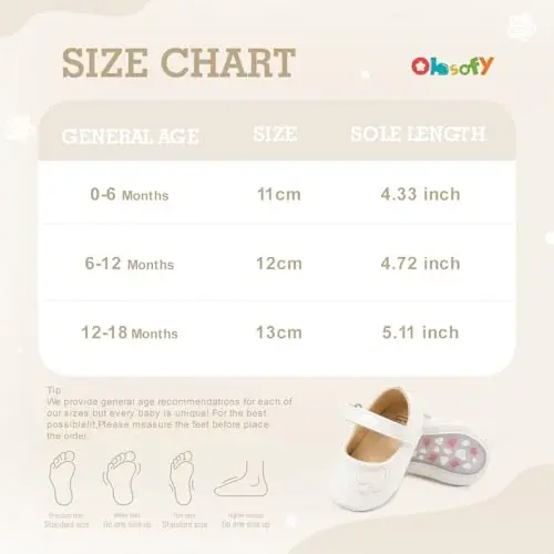 ohsofy Infant Baby Girls Mary Jane Flats Sirpanmaydigan Bowknot Princess To'y Liboslari Poyabzali Toddler Crib Poyabzallari - 6