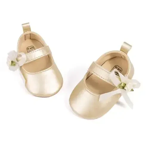 ohsofy Infant Baby Girls Mary Jane Flats Sirpanmaydigan Bowknot Princess To'y liboslari Poyabzallari Go'dak karavoti poyabzallari - OHSOFY