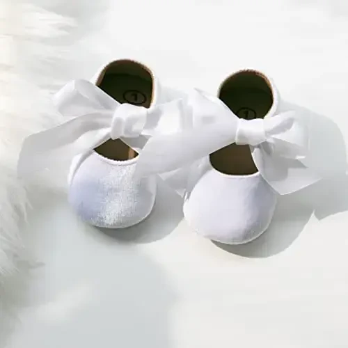 Ohsofy Infant Baby Girls Mary Jane Flats Sirpanmaydigan Bowknot Princess To'y Liboslari Poyabzallari Kichkintoy Krovat Poyabzallari - 4